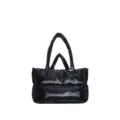 Modern black glossy padded space cotton tote bag featuring double shoulder and hand straps - One Size / Black