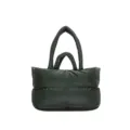 Dark green padded puffer tote bag crafted from soft space cotton material for winter - One Size / Green