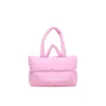 Soft pink puffer quilted tote bag made of space cotton material in minimalist style - One Size / Pink