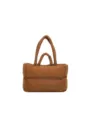 Stylish brown padded puffer handbag in minimalist space cotton material - One Size / Brown