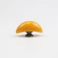 Bouton de meuble en céramique jaune, poignée de tiroir en forme de lune avec base en bronze. - S / Orange