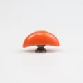 Bouton de meuble en céramique orange en forme de croissant avec socle bronze pour tiroir. - S / Rouge Pamplemousse