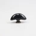 Bouton de meuble croissant en céramique noire avec base en laiton pour tiroirs portes - S / Noir