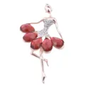 Elegante spilla da ballerina con cristalli rossi e strass scintillanti placcata in oro rosa - Rosso