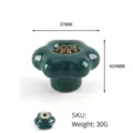 Petal-shaped green ceramic drawer knob with 37mm diameter and 24mm height measurements - Floral Pattern TCL965-4+JS093-1