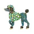 Detailed close-up of an elegant poodle dog brooch encrusted with blue and green rhinestones - Poodle Shape (AL725188647786) / 5.8x5.0cm / Colorful