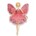 Elegant pink crystal ballet girl dancer brooch pin accessory for suits and coats - Pink