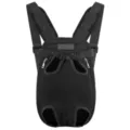 Detailed front view of black breathable mesh pet carrier with adjustable padded straps - S / Black