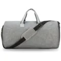 Large grey travel duffel bag with adjustable shoulder strap for men's business trips - Gray
