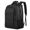 Detailansicht eines schwarzen Laptop-Rucksacks mit USB-Anschluss und Netzseitentasche - 18 Zoll / Schwarz