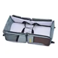 Bolso cambiador gris plegable multifuncional y cuna de viaje portátil para bebé - Gris claro