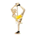 Elegant enamel ballet dancer brooch in gold-toned metal with yellow and white dress - Yellow