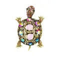 Vintage sea turtle brooch with colorful rhinestones for suits and coats - Gold Turtle Style (A1) / Gold Base Pink Stone (A1)
