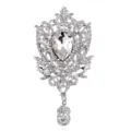 Spilla vintage a forma di giglio d'argento con strass trasparenti per matrimoni eleganti - Bianco
