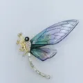 Detailed dragonfly brooch with blue-purple gradient wings and sparkling crystals. - Blue-Purple Gradient Dragonfly Brooch / Blue and Purple