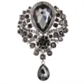 Elegant vintage style alloy brooch featuring dark grey waterdrop glass pendants - Dark Gray