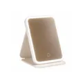 Portable LED makeup mirror with foldable PU leather stand and dimmable lighting - 1 Piece/Pack / Moonlight White