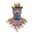 Broche ours de style royal vintage avec strass et perles de luxe - Style Ours à Couronne (DW0497)