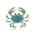 Elegant golden crab shaped brooch adorned with sparkling blue rhinestones for fashion - Gold Blue Crab (C1-2-8123)