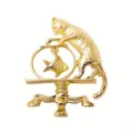 Elegant golden cat and fish bowl brooch pin for creative women's jewelry fashion accessories - Playful Cat and Fish Tank Style
