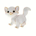 Cute white cat brooch with golden trim and black eyes, animal lapel pin accessory - White Enamel Gold Trim Cat Style
