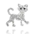 Sparkling rhinestone cat brooch pin for elegant fashion accessories - Silver Pave Rhinestone Cat Style (Style 31)