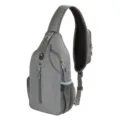 Durable gray outdoor sling bag for men with waterproof fabric and headphone port - 15 Inch / Dark Gray