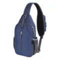 Professional navy blue waterproof men's outdoor sling bag with multiple zipper pockets - 15 Inch / Dark Blue