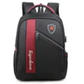 Mochila moderna negra para portátil de hombre con raya roja y puerto USB de carga - Estilo de la serie 1603 (1603) / Negro