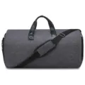 Durable grey fabric large capacity travel garment bag for men with adjustable shoulder strap. - Black