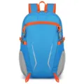 Blue and orange multi-purpose backpack with side mesh pockets for outdoor travel sports. - Sky Blue