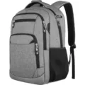 Large capacity grey business laptop backpack for men featuring a USB charging port - Without USB Port / 18 Inch / Light Gray