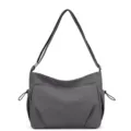 Bolso bandolera de nailon gris con cierre de cremallera y cordón, elegante bolso. - Gris