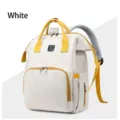 White and yellow large capacity mummy backpack for baby essentials storage - White / 19 Inch