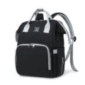 Large capacity diaper backpack in black and grey with multiple storage compartments - Black / 19 Inch