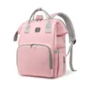 Stylish pink large capacity diaper backpack with grey handles for newborn baby essentials - Pink / 19 Inch