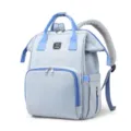 Large capacity diaper backpack in light blue with top handle and comfortable straps - Light Blue / 19 Inch
