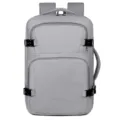 Light grey business travel backpack with large capacity, multiple compartments and side handle. - Gray
