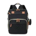 Schwarzer Wickelrucksack mit gesteppter Tasche und passendem Seitenbeutel - 19 Zoll / Schwarz