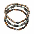 Handgemachtes Vintage-Herrenarmband-Set aus 6mm Mischsteinen mit Tigerauge-Akzenten - 3er Pack / Vintage Mehrfarbiger Stil (B-S24082706A)
