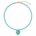 Collier pendentif cœur turquoise avec cordon tissé et fermoir mousqueton doré réglable - Cœur Turquoise (N26082003B)
