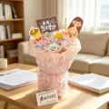 Bouquet di fiori in ceramica di Jingdezhen fatto a mano, regalo per festa dei docenti - Rosa e Bianco