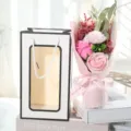 Valentine gift soap flower carnation bouquet with gift bag for romantic teachers day - 3 Millet Leaves in Pink