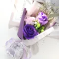 Artificial soap rose flower bouquet gift box for Valentine's Day teacher's day romantic present. - 3 Millet Leaves in Purple