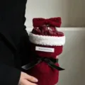 Creative Christmas plush bouquet DIY kit with red bow for holiday and apple gifts - Handheld Material Kit