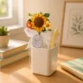 Creative Knitted Sunflower Pen Holder Bouquet with Greeting Card and Gel Pens for Teachers Day Gifts - Sunflower