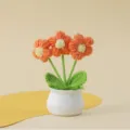 Handgefertigte gehäkelte Sonnenblume Topfpflanze süße gestrickte Blume Heimdeko Geschenk. - Puffblumen-Topfpflanze / Orange