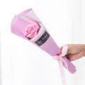Single Rose Soap Flower Bouquet Pink Gift for Teacher Birthday Valentine Wedding Day - Single Stem 5-Layer Flower - Pink