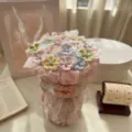 Ceramic flower bouquet dopamine style handmade gift ornament for teachers and friends - 21 Flowers Pack / Pink