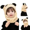 Joli bonnet écharpe en peluche chaude d'hiver pour enfants panda mignon bébé coupe-vent - Taille S (3-8 ans) / WHYU-69 kaki